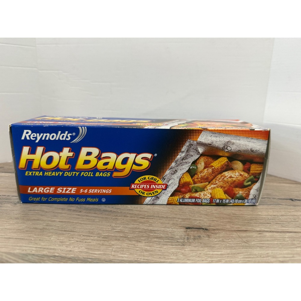 Vintage Reynolds Hot Bags Extra Heavy Duty Foil Bags Large Size 3 Count 2002